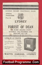 Lydney Rugby v Forest Of Dean 1950 – Old Rugy Programme