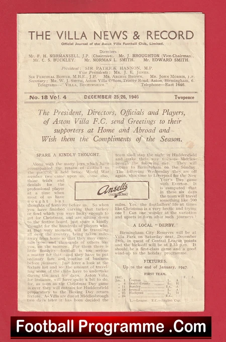 Aston Villa v Huddersfield Town 1946 - 1940s - Image 2