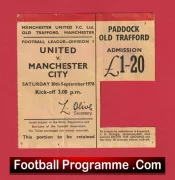  Manchester United v Manchester City 1978 - 1970's Match Ticket Football Programme .COM Football Programmes Memorabilia