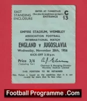 England v Yugoslavia 1956 – Football Ticket 1950s