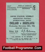 England v Yugoslavia 1956 – Football Ticket 1950s