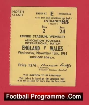 England v Wales 1964 – Football Match Ticket