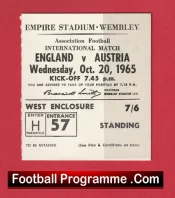 England v Austria 1965 – Football Match Ticket