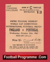  England v Portugal 1961 - Football Match Ticket Football Programme .COM Football Programmes Memorabilia