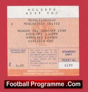 Middlesbrough v Manchester United 1989 – Football Ticket