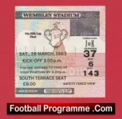 Liverpool v Manchester United 1983 – League Cup Final Ticket