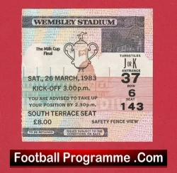  Aston Villa v Manchester United 1975 - Ticket Stub 2nd Division Football Programme .COM Football Programmes Memorabilia