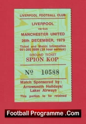 Liverpool v Manchester United 1979 – Match Ticket Kop End