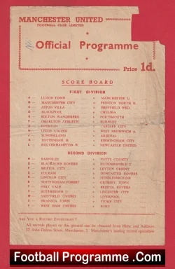  Manchester United v Preston 1956 - Reserves Busby Babes Bobby Charlton Football Programme .COM Football Programmes Memorabilia