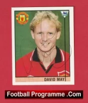  Manchester United David May Autographed Signed Football Card Man Utd Football Programme .COM Football Programmes Memorabilia