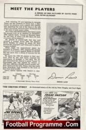 Manchester United v Sheffield Wednesday 1963 – Signed Denis Law
