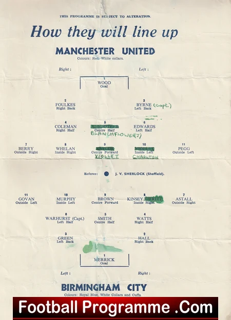 Birmingham City v Manchester United 1957 Semi Final Pirate Issue - Image 3