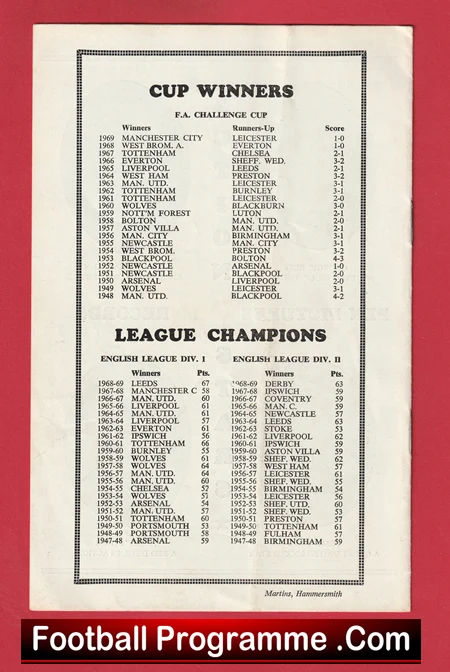 Manchester United Pirate Programme 1960s 1969 - Image 4