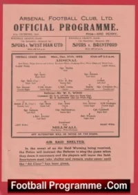 Arsenal v Millwall 1943 – 1940s War Time Programme