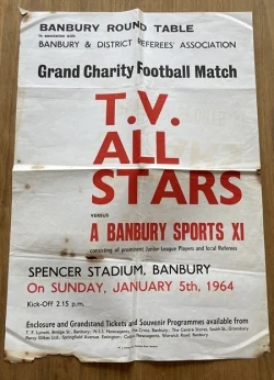 Banbury Sports X1 v TV All Stars 1964 + Match Poster + Multi Signed - football programme