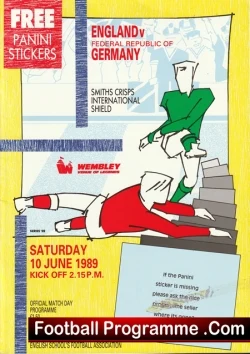 England v Germany 1989 - Schoolboys Multi Signed + Ryan Giggs England Captain - football programme