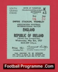 England v Ireland 1957 – Football Match Ticket World Cup Edwards