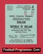 England v Ireland 1957 – Football Match Ticket World Cup Edwards