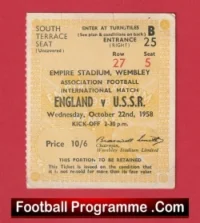 England v Russia 1958 – Football Ticket Wembley