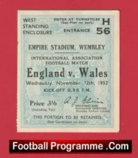 England v Wales 1952 – Football Ticket Wembley
