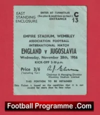 England v Yugoslavia 1956 – Football Ticket 1950s