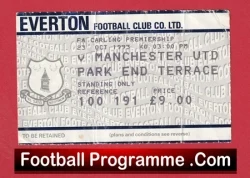 Everton v Manchester United 1993 - Football Ticket - football memorabilia