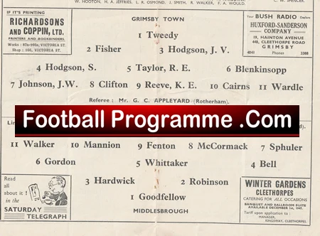 Grimsby Town v Middlesbrough 1947 - 1940s Old Football Programmes - Image 3