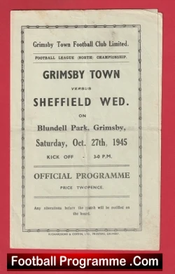 Grimsby Town v Sheffield Wednesday 1945 - End War Time Programme - football programme