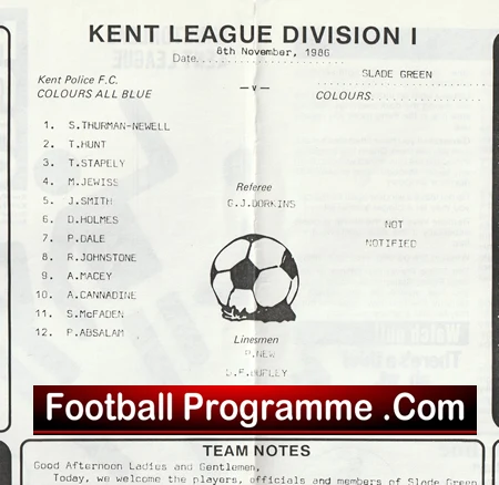 Kent Police v Slade Green 1986 - Image 3
