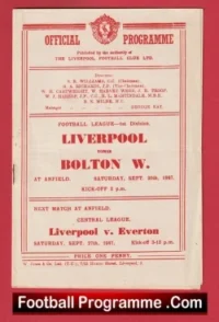 Liverpool v Bolton Wanderers 1947 – 1940s Football Programme