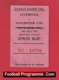 Liverpool v Manchester United 1977 – Football Ticket