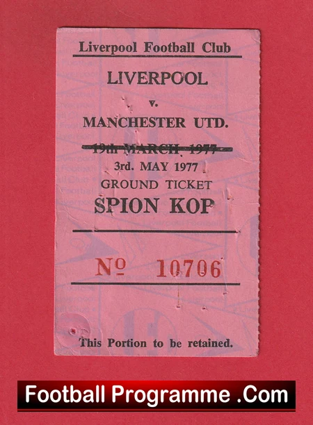 Liverpool v Manchester United 1977 - Football Ticket - Image 2