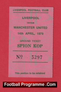 Liverpool v Manchester United 1979 - Football Ticket Kop End - football memorabilia