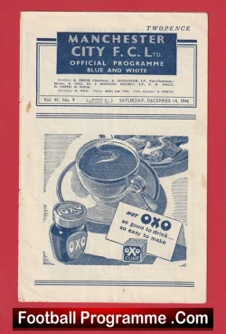 Manchester City v Barnsley 1946 - 1940s Man City - football programme