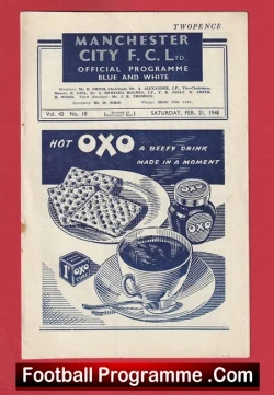 Manchester City v Blackpool 1948 - 1940s - football programme