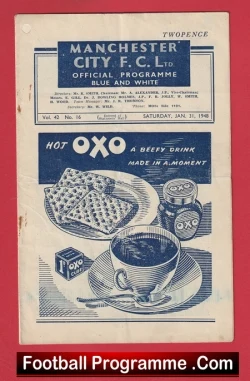 Manchester City v Grimsby Town 1948 - 1940's Programme - football programme