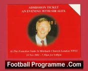 Manchester United Alex Ferguson Evening St Michaels Church London 2001 Ticket