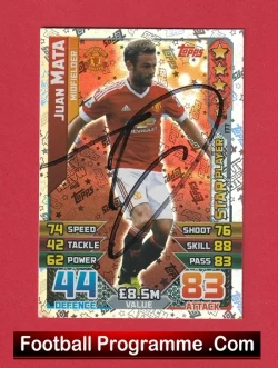 Manchester United Juan Mata Autographed Signed Football Card Man Utd - football programme
