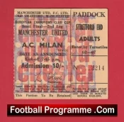 Manchester United v AC Milan 1969 European Cup Semi Final Ticket