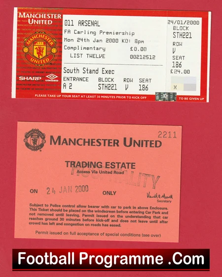Manchester United v Arsenal 2000 - Match Ticket VIP Pack - Image 2