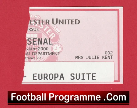 Manchester United v Arsenal 2000 - Match Ticket VIP Pack - Image 3