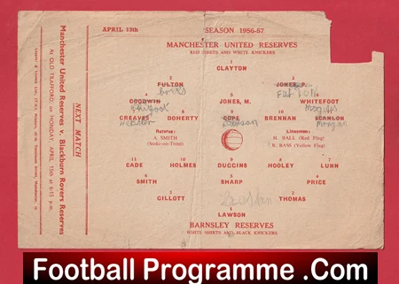 Manchester United v Barnsley 1957 - Reserves Busby Babes Albert Scanlon - Image 3