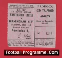 Manchester United v Birmingham City 1969 – Ticket FA Cup Replay