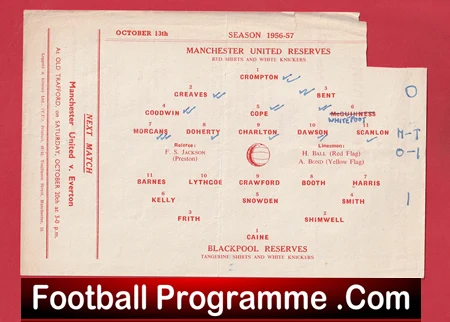 Manchester United v Blackpool 1956 - Reserves Busby Babes Bobby Charlton - Image 3