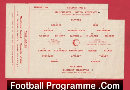 Manchester United v Burnley 1957 - Reserves Busby Babes Bobby Charlton - Image 3