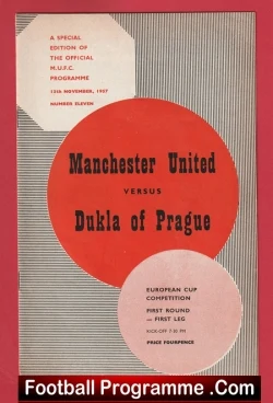 Manchester United v Dukla Prague 1957 - European Cup - football programme