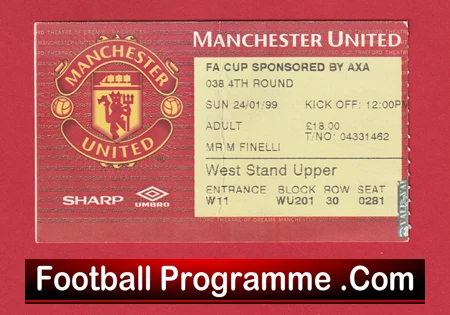 Manchester United v Liverpool 1999 - Match Ticket FA Cup Treble Season - Image 2