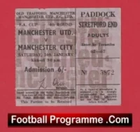 Manchester United v Manchester City 1970 – FA Cup Ticket