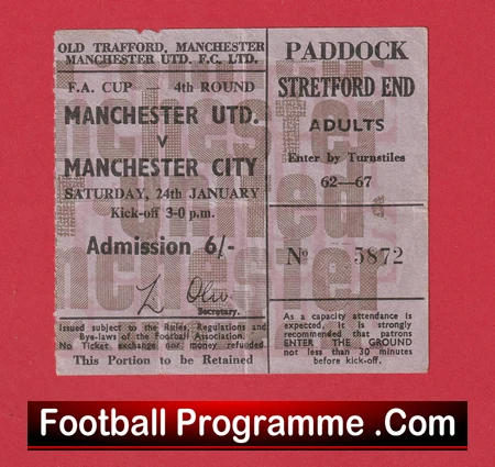Manchester United v Manchester City 1970 - FA Cup Ticket - Image 2