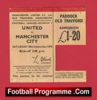 Manchester United v Manchester City 1978 – 1970’s Match Ticket